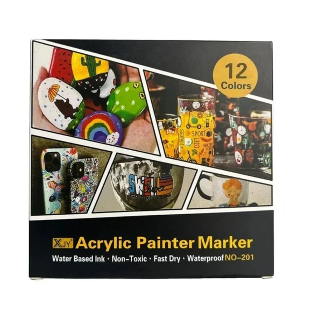 5 Sets of 12 ABEIER acrylic paint markers.‎ 60 markers in total